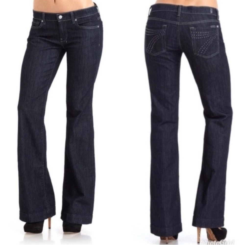 7 for all Mankind Dojo Rhinestone Crystal Trouser Flare Jeans Size 27
